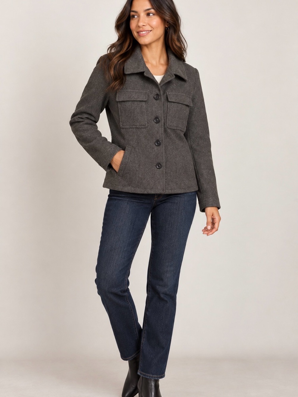 American Eagle Outfitters gray peacoat M | fall winter work casual preppy